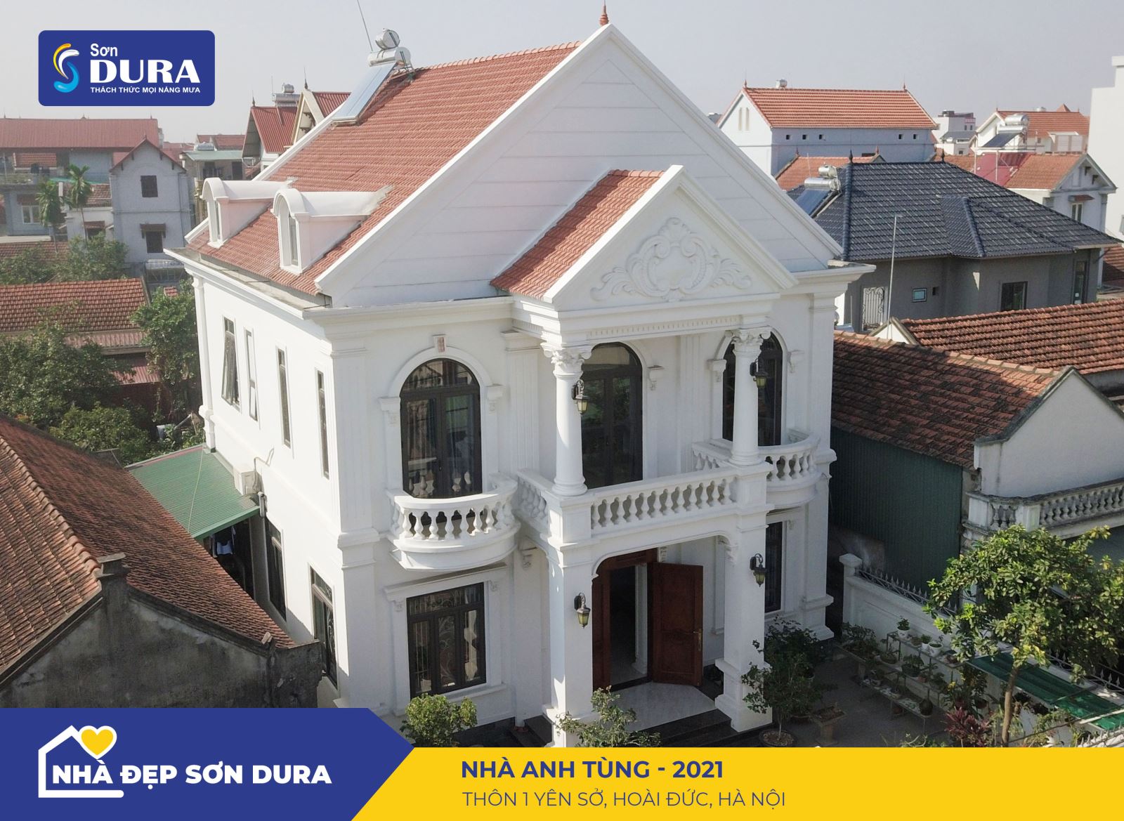 Mẫu nhà sơn màu trắng sứ được nhiều người yêu thích