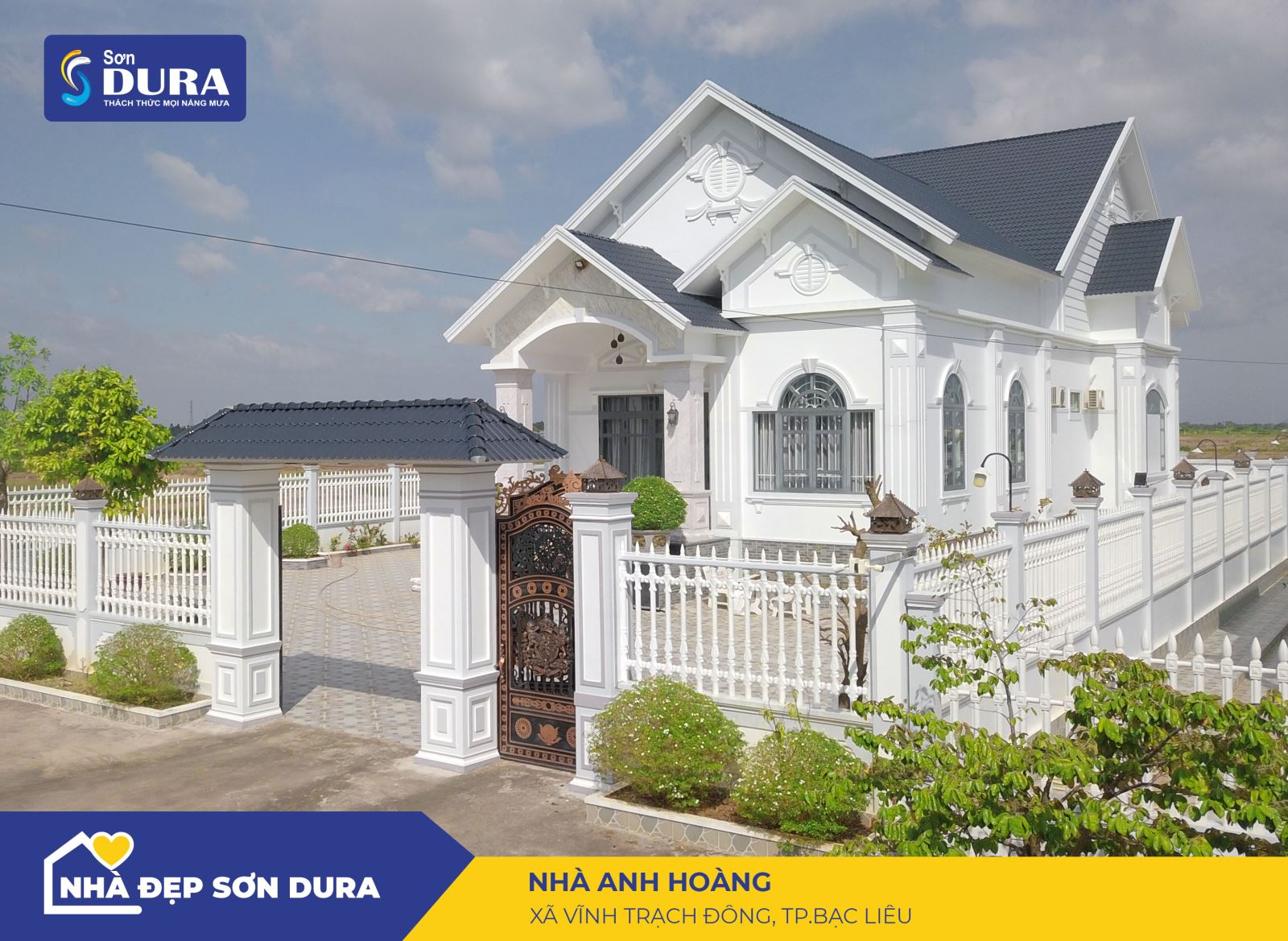 Mẫu biệt thự sơn nhà màu trắng sứ