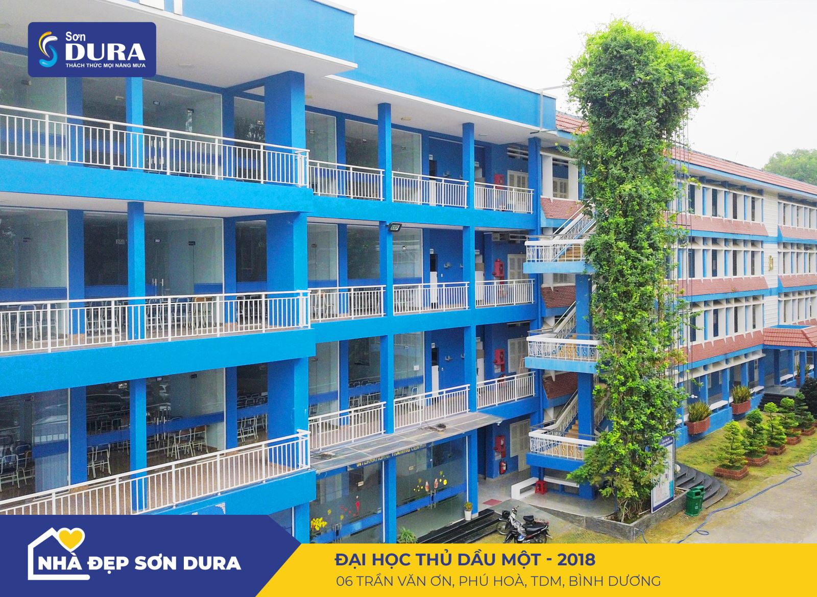 Trường đại học Thủ Dầu Một sử dụng màu sơn xanh dương đậm của Sơn Dura