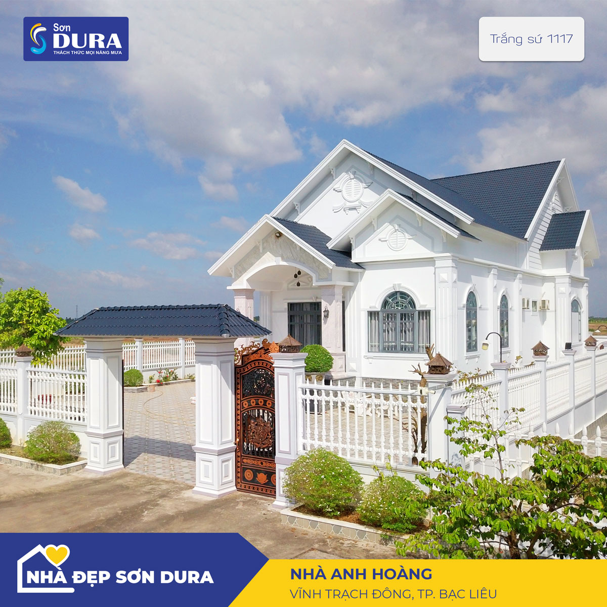 Màu trắng sứ tạo nên vẻ ngoài sang trọng cho các toà biệt thự, villa