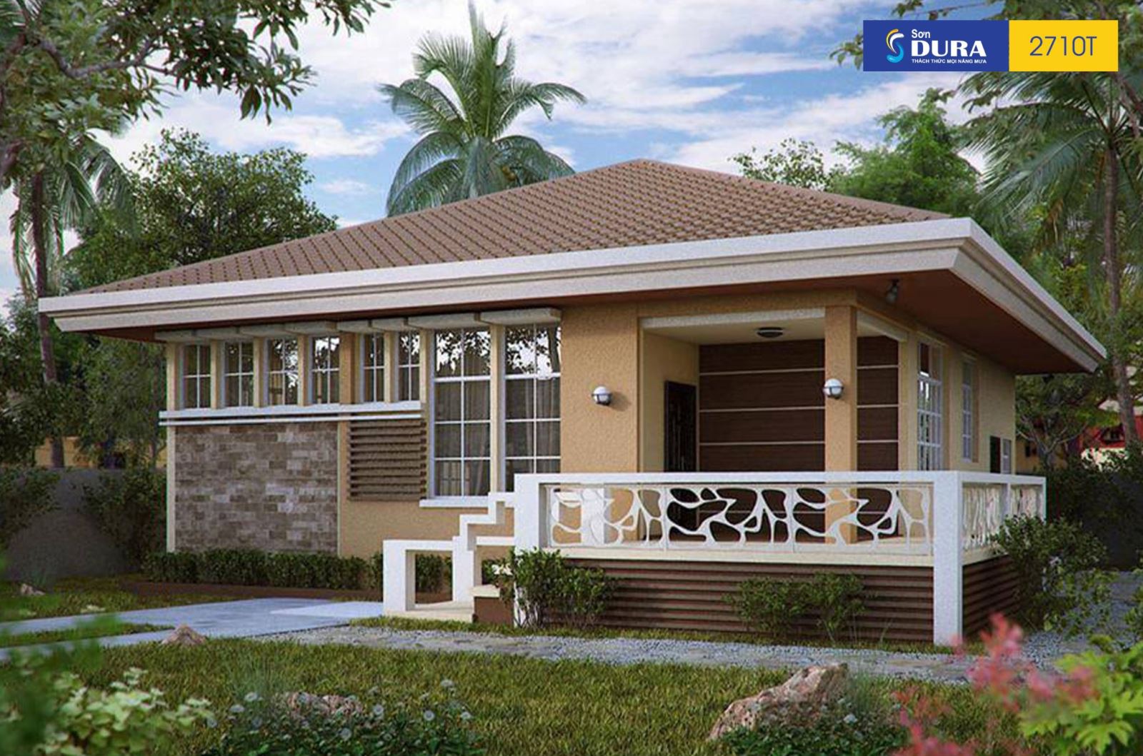 phối màu sơn nhà cấp 4 
