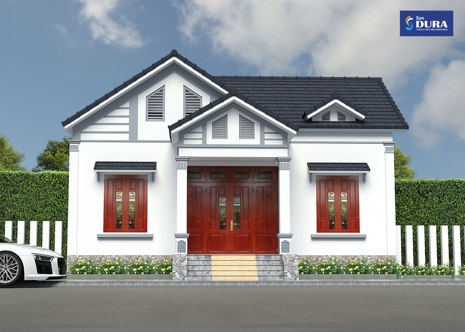 Cách phối màu sơn nhà cấp 4 cần chú trọng đến điểm nhấn